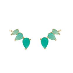 Pendientes Plata Dorada Mujer PEM0100DOCA Piedras Minerales Calcedonia