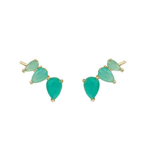 Pendientes Plata Dorada Mujer PEM0100DOCA Piedras Minerales Calcedonia