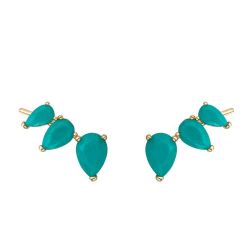 Pendientes Plata Dorada Mujer PEM0100DOTU Piedras Minerales Turquesa