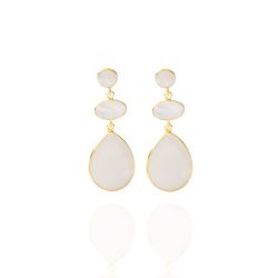 Pendientes Plata Dorada Mujer PEM0101DOPL Piedras Minerales Piedra Luna