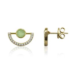 Pendientes Plata Dorada Mujer PEM0104DOCA Piedras Minerales Calcedonia Circonitas
