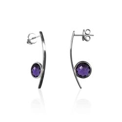 Pendientes Plata Dorada Mujer PEM0105DOAM Piedras Minerales Amatista