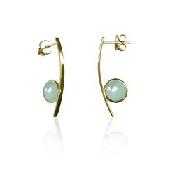 Pendientes Plata Dorada Mujer PEM0105DOCA Piedras Minerales Calcedonia