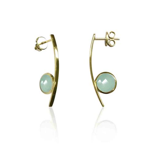 Pendientes Plata Dorada Mujer PEM0105DOCA Piedras Minerales Calcedonia