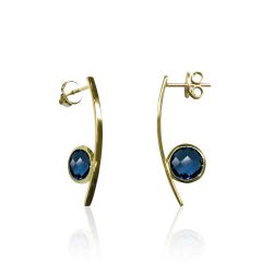 Pendientes Plata Dorada Mujer PEM0105DOGB Piedras Minerales Glass Blue