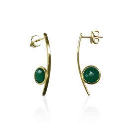 Pendientes Plata Dorada Mujer PEM0105DOOV Piedras Minerales Onix Verde