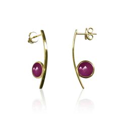 Pendientes Plata Dorada Mujer PEM0105DORU Piedras Minerales Rubí