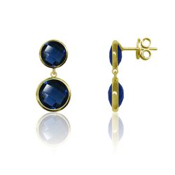 Pendientes Plata Dorada Mujer PEM0106DOGB Piedras Minerales Glass Blue