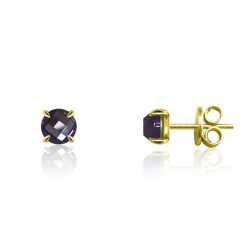 Pendientes Plata Dorada Mujer PEM0107DOAM Piedras Minerales Amatista