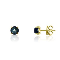 Pendientes Plata Dorada Mujer PEM0107DOGB Piedras Minerales Glass Blue