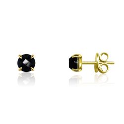 Pendientes Plata Dorada Mujer PEM0107DOOX Piedras Minerales Onix Negro