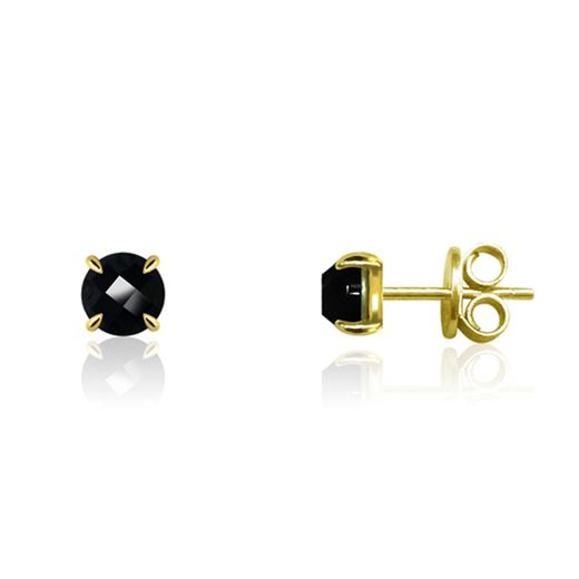 Pendientes Plata Dorada Mujer PEM0107DOOX Piedras Minerales Onix Negro