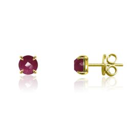 Pendientes Plata Dorada Mujer PEM0107DORU Piedras Minerales Rubí
