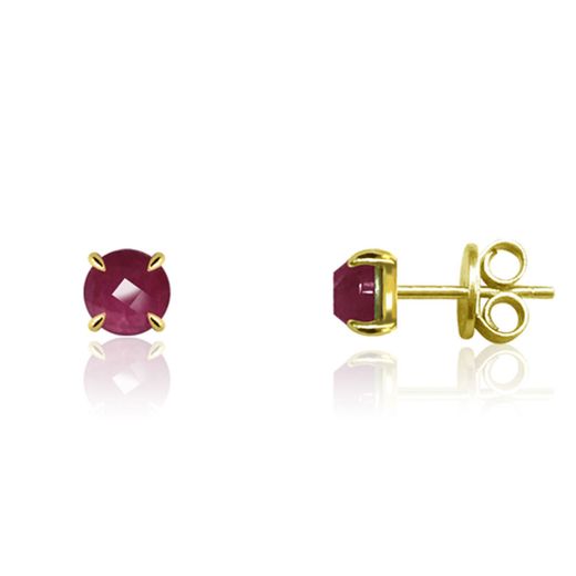 Pendientes Plata Dorada Mujer PEM0107DORU Piedras Minerales Rubí