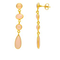 Pendientes Plata Dorada Mujer PEM0108DOCR Colgante Piedras Minerales Cuarzo Rosa