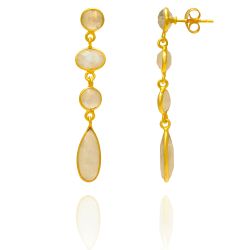 Pendientes Plata Dorada Mujer PEM0108DOPL Colgante Piedras Minerales Piedra Luna