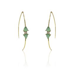 Pendientes Plata Dorada Mujer PEM0110DOCA Piedras Minerales Calcedonia