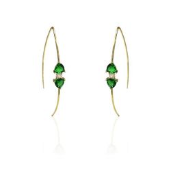 Pendientes Plata Dorada Mujer PEM0110DOGG Piedras Minerales Glass Green