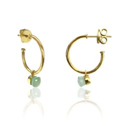 Pendientes Plata Dorada Mujer PEM0114DOCA Aro Abierto Piedras Minerales Calcedonia