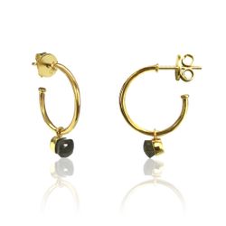 Pendientes Plata Dorada Mujer PEM0114DOLA Aro Abierto Piedras Minerales Labradorita