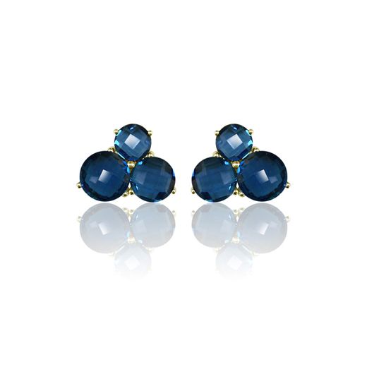 Pendientes Plata Dorada Mujer PEM0120DOGB Piedras Minerales Glass Blue