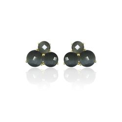 Pendientes Plata Dorada Mujer PEM0120DOOC Piedras Minerales Ojo de Gato