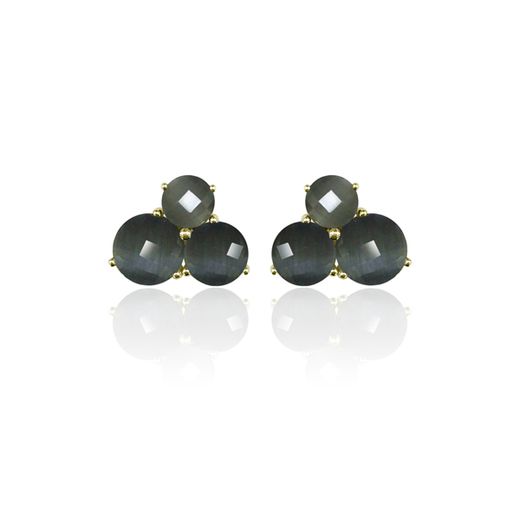 Pendientes Plata Dorada Mujer PEM0120DOOC Piedras Minerales Ojo de Gato