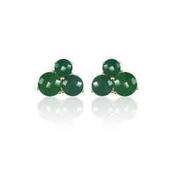 Pendientes Plata Dorada Mujer PEM0120DOOV Piedras Minerales Onix Verde