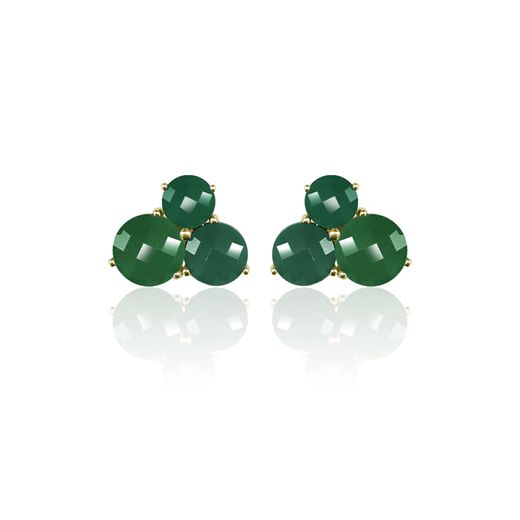 Pendientes Plata Dorada Mujer PEM0120DOOV Piedras Minerales Onix Verde