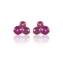 Pendientes Plata Dorada Mujer PEM0120DORU Piedras Minerales Rubí