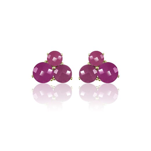 Pendientes Plata Dorada Mujer PEM0120DORU Piedras Minerales Rubí