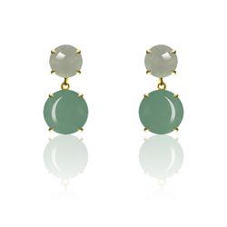 Pendientes Plata Dorada Mujer PEM0121DOCA Piedras Minerales Calcedonia