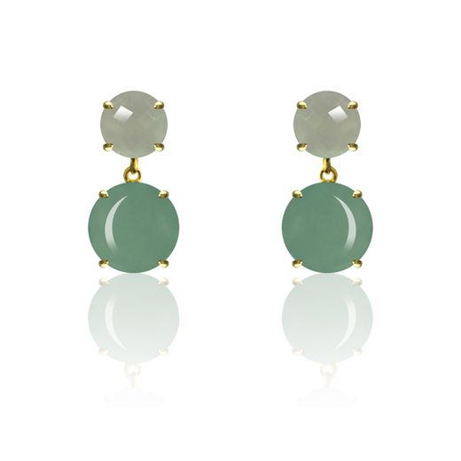 Pendientes Plata Dorada Mujer PEM0121DOCA Piedras Minerales Calcedonia