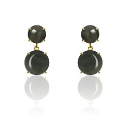 Pendientes Plata Dorada Mujer PEM0121DOOC Piedras Minerales Ojo de Gato