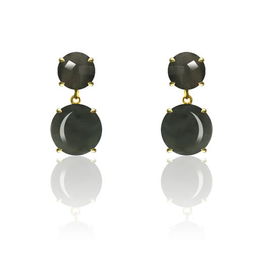 Pendientes Plata Dorada Mujer PEM0121DOOC Piedras Minerales Ojo de Gato