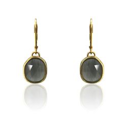 Pendientes Plata Dorada Mujer PEM0123DOOC Aro Colgante Piedras Minerales Ojo de Gato