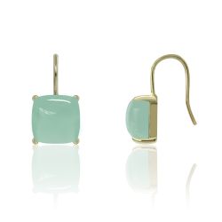 Pendientes Plata Dorada Mujer PEM0145DOCA Piedras Minerales Calcedonia