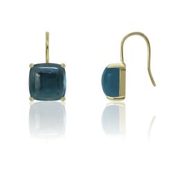 Pendientes Plata Dorada Mujer PEM0145DOGB Piedras Minerales Glass Blue
