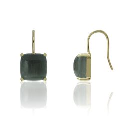 Pendientes Plata Dorada Mujer PEM0145DOOC Piedras Minerales Ojo de Gato