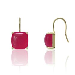 Pendientes Plata Dorada Mujer PEM0145DORU Piedras Minerales Rubí