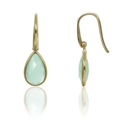 Pendientes Plata Dorada Mujer PEM0146DOCA Piedras Minerales Calcedonia
