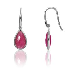 Pendientes Plata Dorada Mujer PEM0146DORU Piedras Minerales Rubí