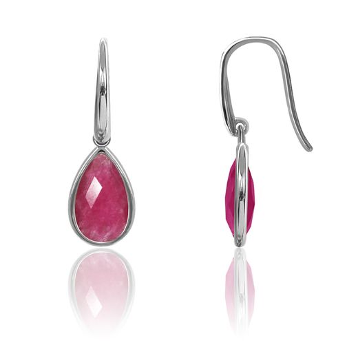 Pendientes Plata Dorada Mujer PEM0146DORU Piedras Minerales Rubí