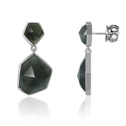 Pendientes Plata Dorada Mujer PEM0147DOOC Piedras Minerales Ojo de Gato