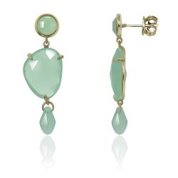 Pendientes Plata Dorada Mujer PEM0148DOCA Piedras Minerales Calcedonia