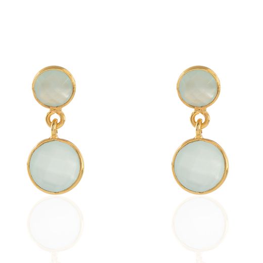 Pendientes Plata Dorada Mujer PEM0161DOCA Piedras Minerales Calcedonia