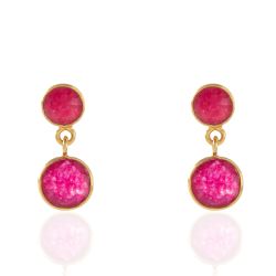 Pendientes Plata Dorada Mujer PEM0161DORU Piedras Minerales Rubí