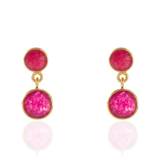 Pendientes Plata Dorada Mujer PEM0161DORU Piedras Minerales Rubí