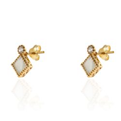 Pendientes Plata Dorada Mujer PEM0163DOPL Piedras Minerales Piedra Luna