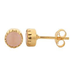Pendientes Plata Dorada Mujer PEM0170DOCR Piedras Minerales Cuarzo Rosa